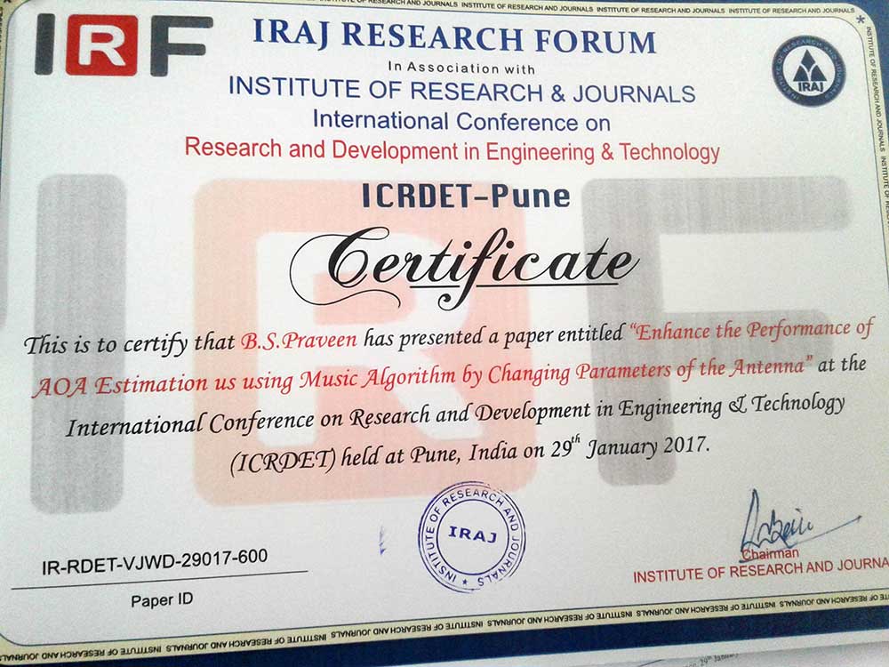 btech ECE-A project students participated in international conference 5