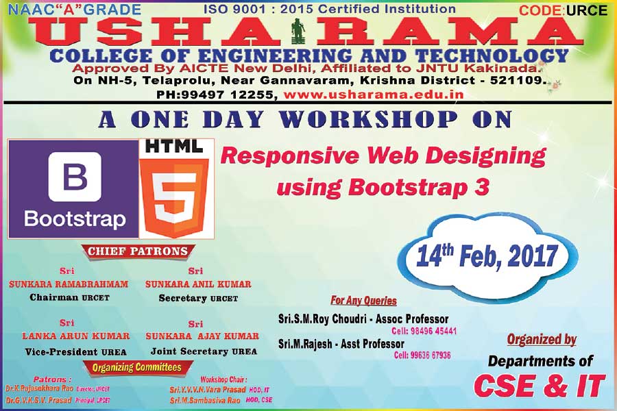 One Day Workshop On Bootstrap 14th Feb 2017 Brochure 1
