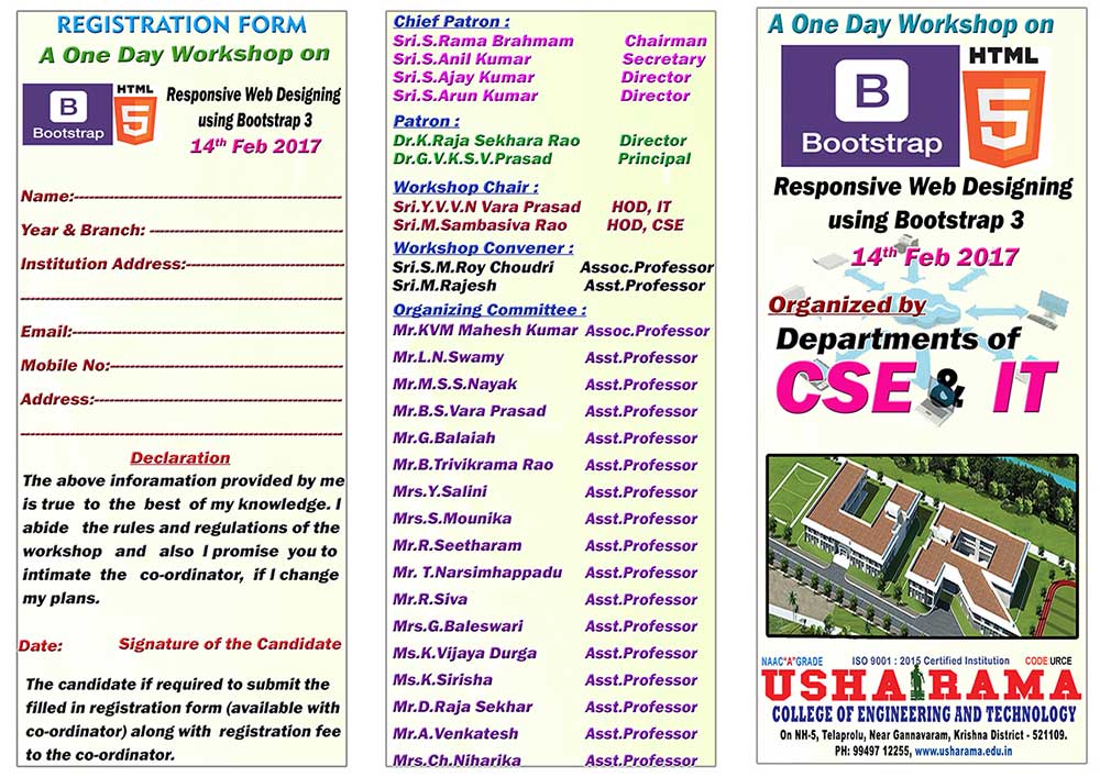 One Day Workshop On Bootstrap 14th Feb 2017 Brochure 2